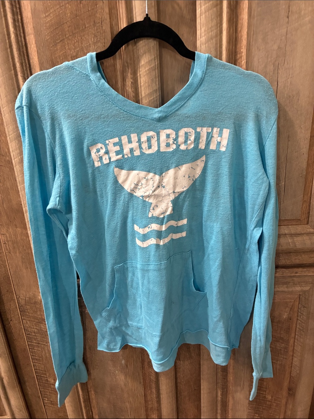 Ninety Light Blue Pullover Hoodie with White Graphic